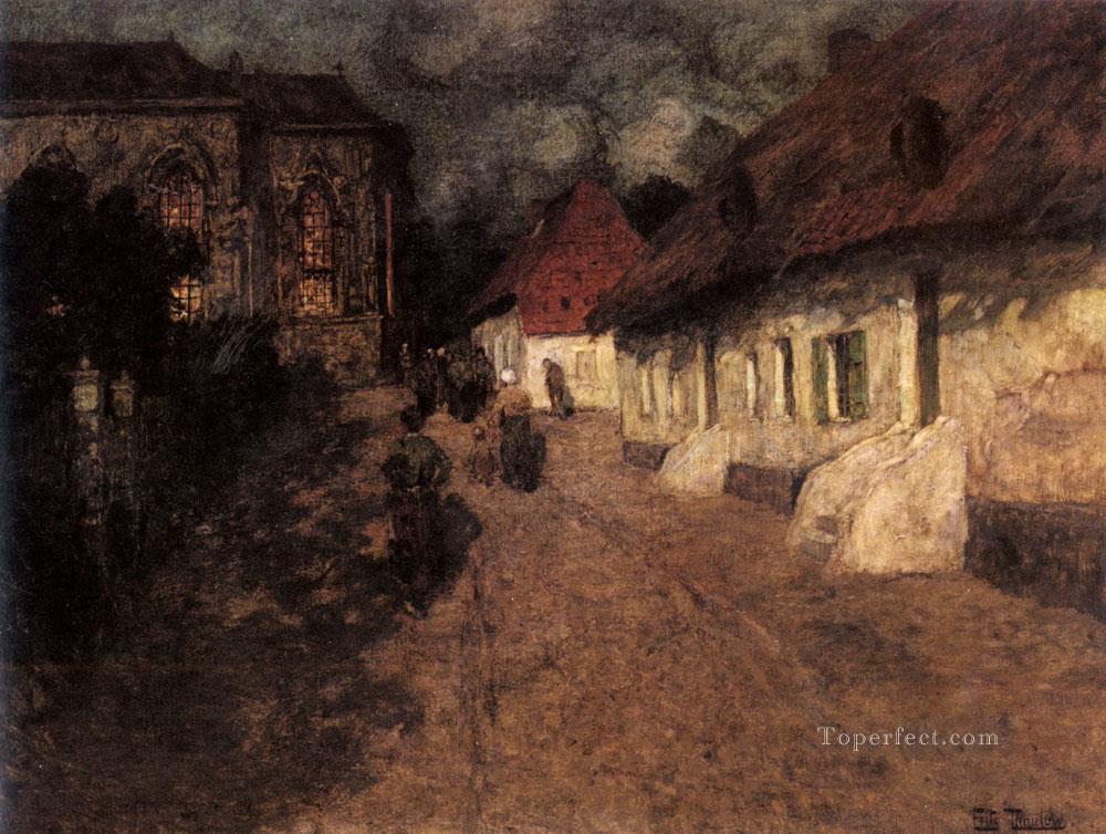 Midnight Mass Norwegian Frits Thaulow Oil Paintings